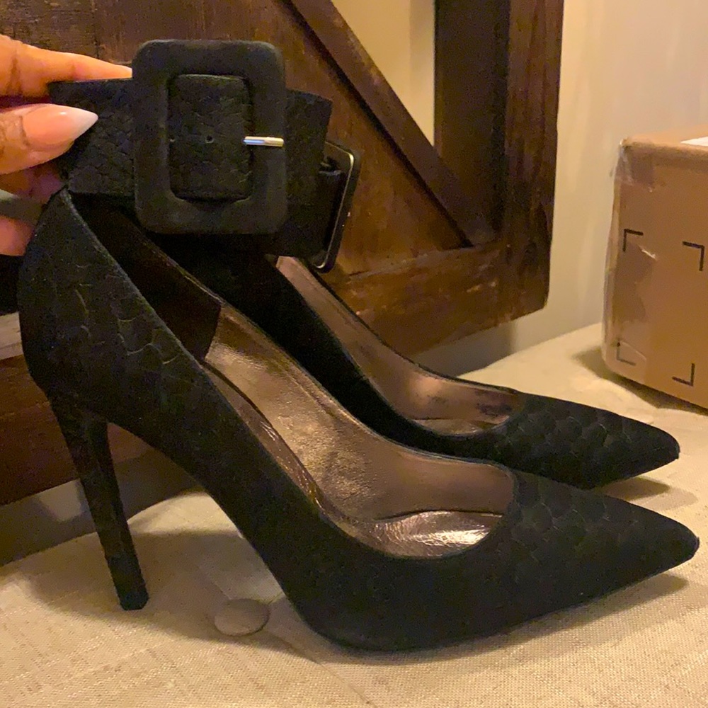 Black 4inch heel JefferyCampbell with ankle buckle